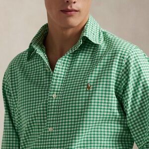 Polo Ralph Lauren Classic Fit Gingham Oxford Shirt Green/ White Size 2XL